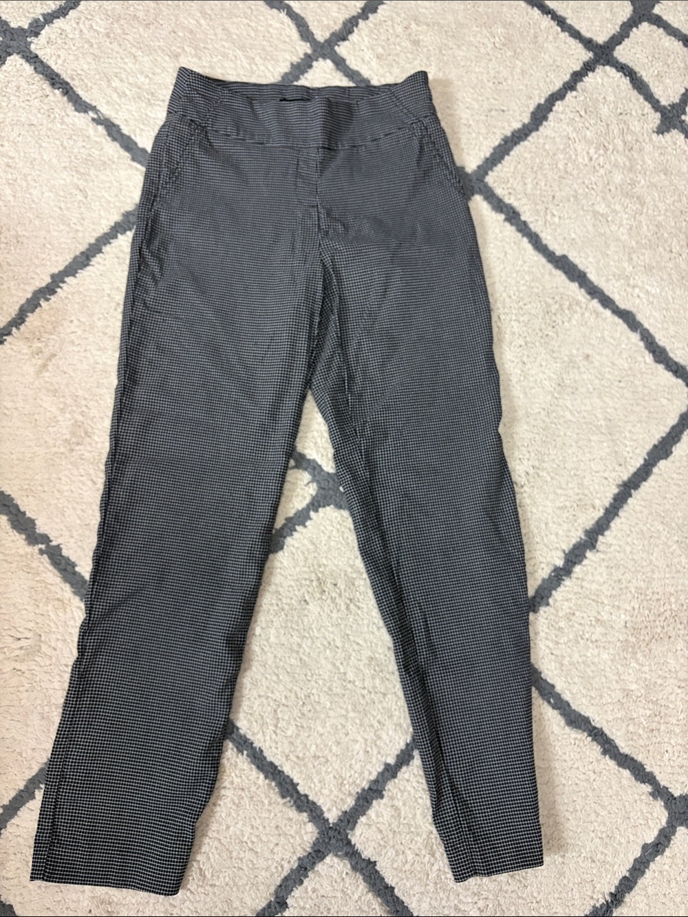 Women’s Black Micro-Check Pull-On Pants